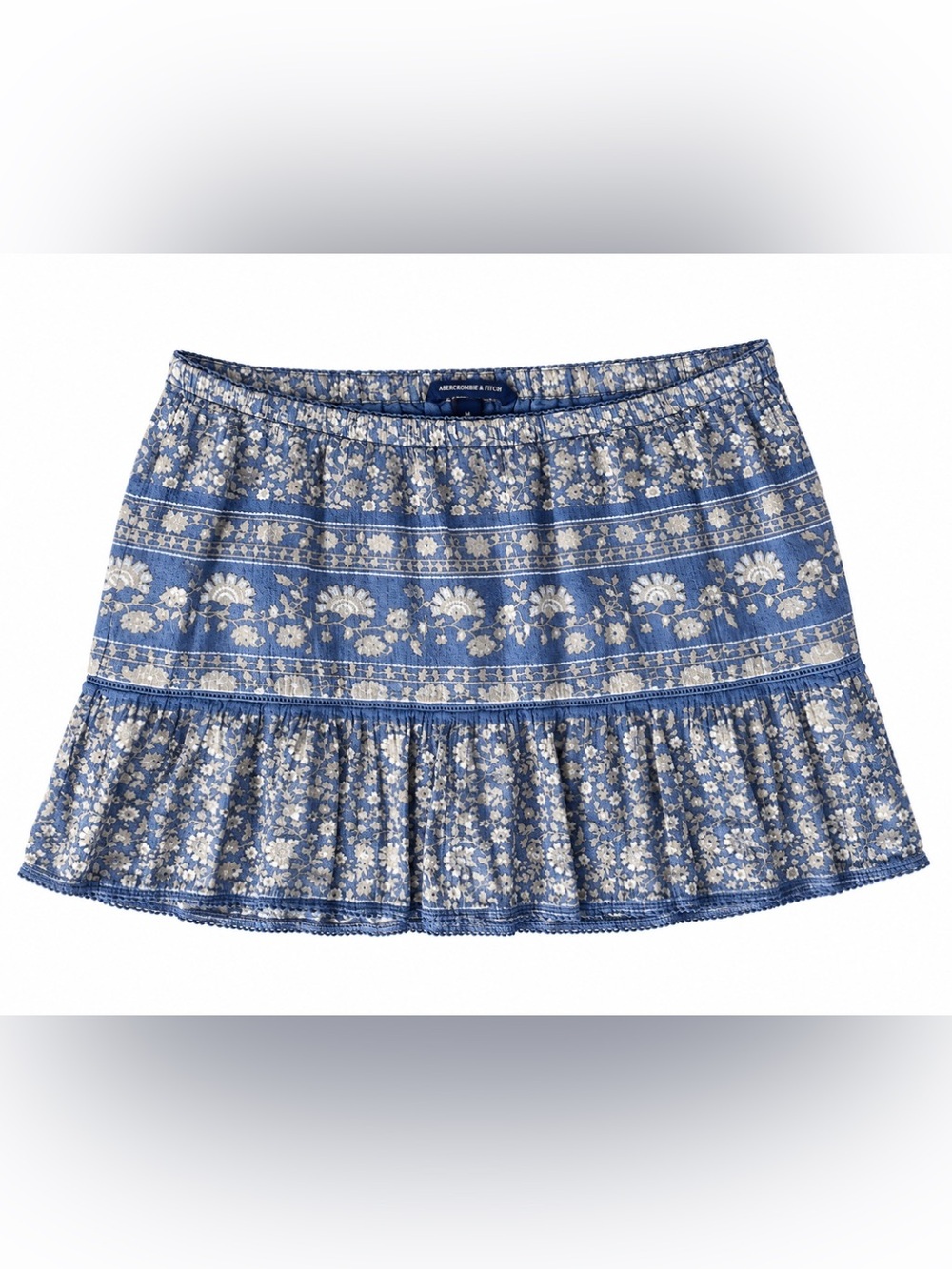 Abercrombie & Fitch Blue Floral Tiered Mini Skirt
